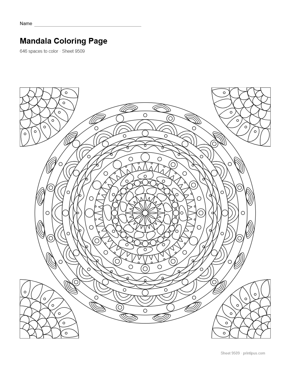 Boho Mandala Coloring Sheet #030 – Feather & Pearl