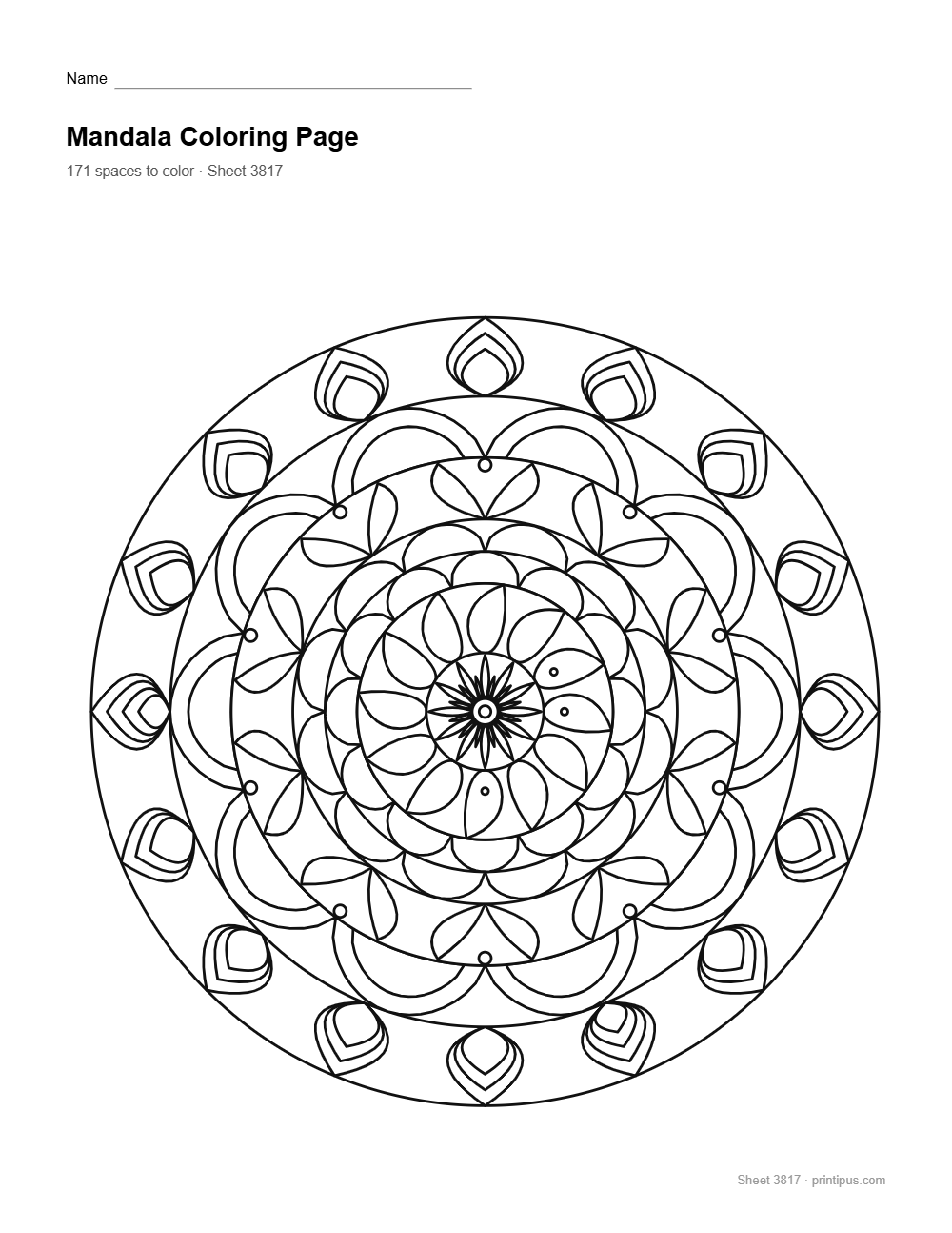 Boho Mandala Coloring Sheet #007 – Feather & Lace