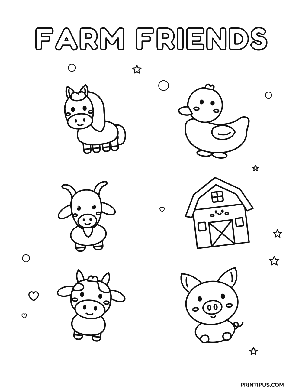Farm Friends Coloring Sheet for Kids