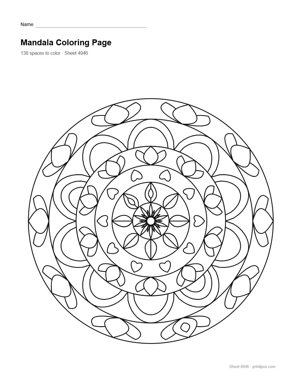 Floral Mandala Coloring Sheet #013 – Lotus & Lace