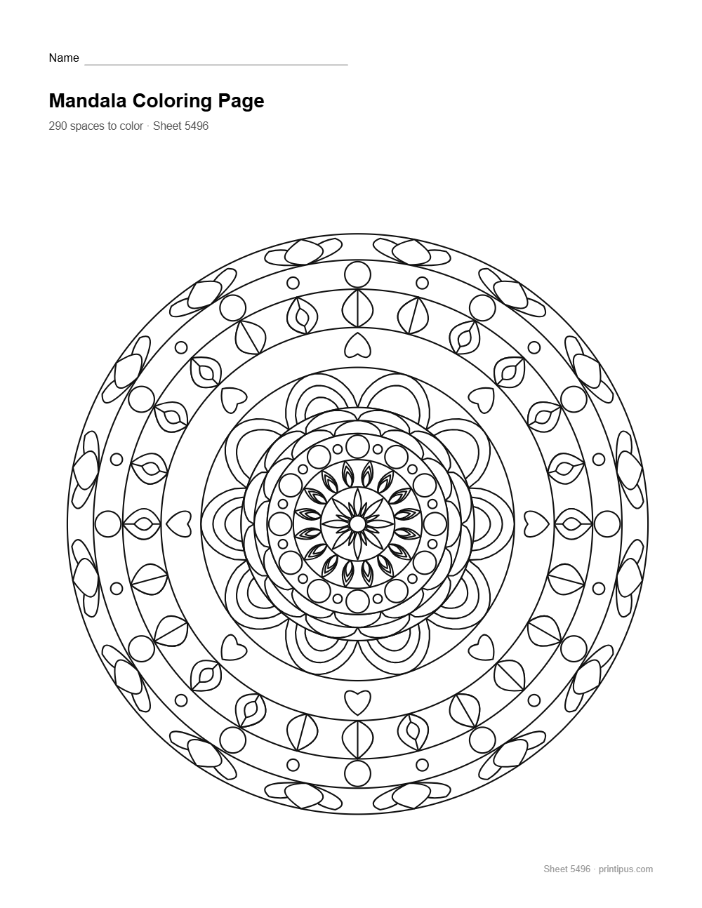 Floral Mandala Coloring Sheet #002 – Lotus & Pearl