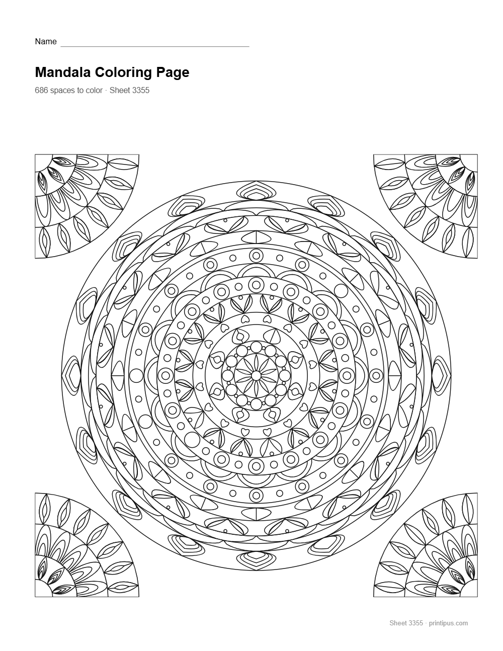 Floral Mandala Coloring Sheet #021 – Feather & Scale