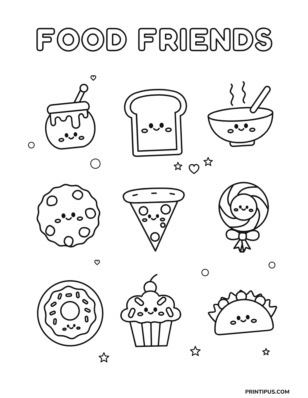 Food Friends Coloring Sheet for Kids