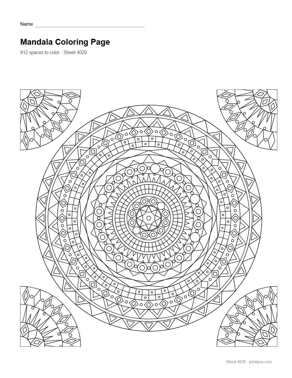 Geometric Mandala Coloring Sheet #018 – Prism & Star