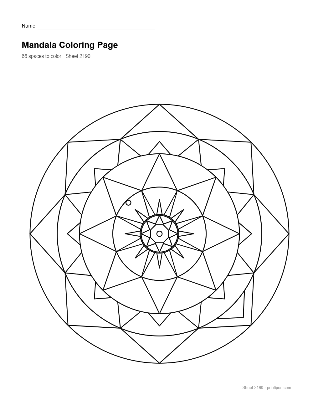 Geometric Mandala Coloring Sheet #025 – Star & Sunburst