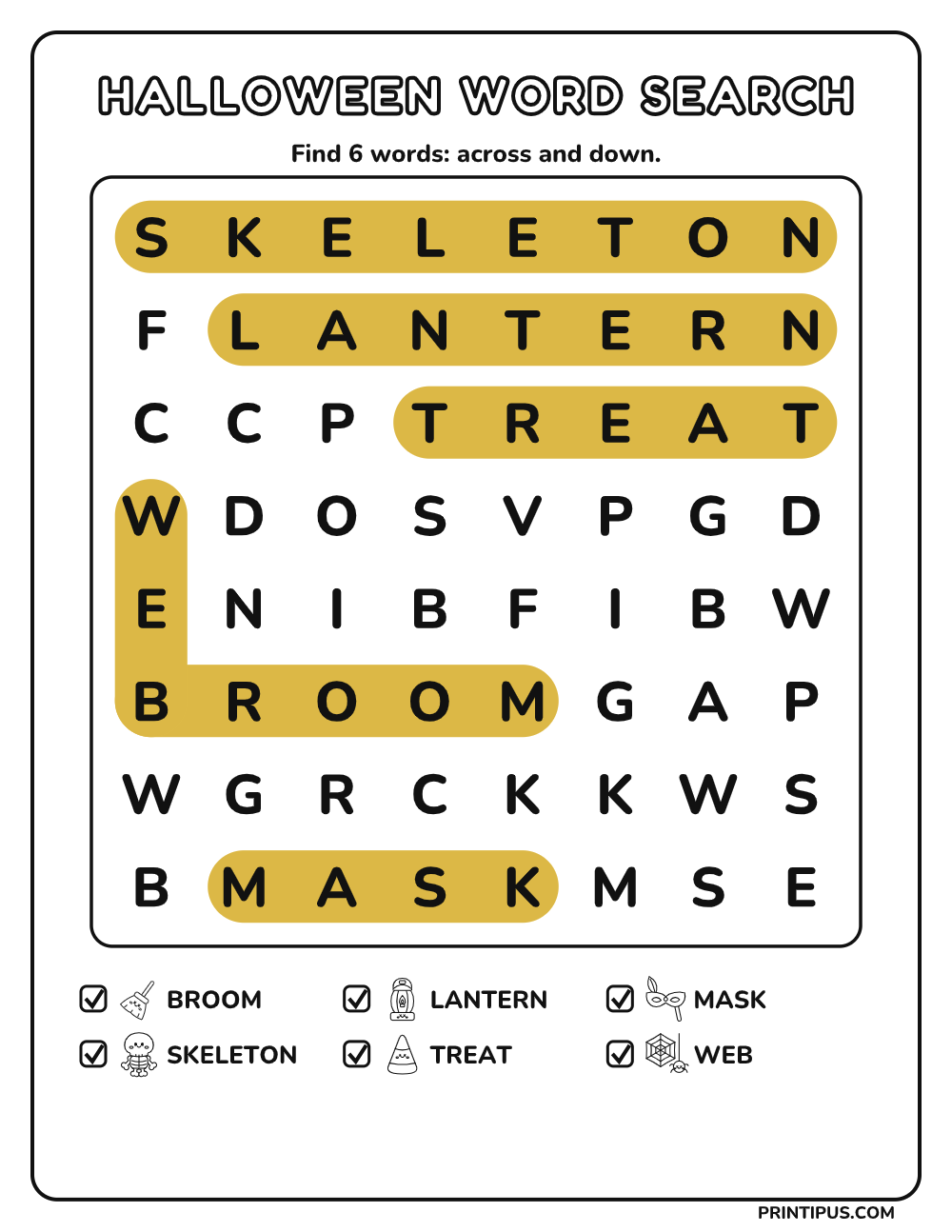 Halloween Word Search Puzzle for Kids – Easy answer key