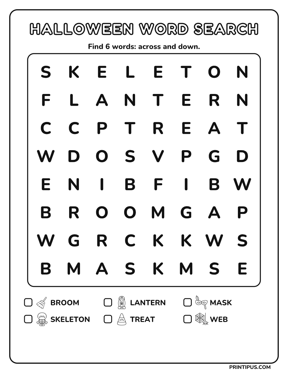 Halloween Word Search Puzzle for Kids – Easy