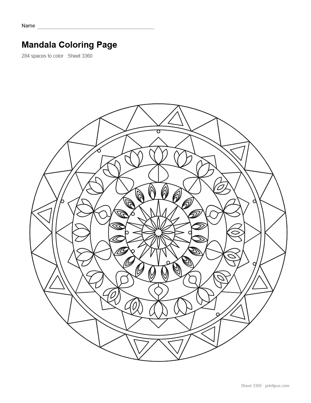Mandala Coloring Sheet #020 – Prism & Sunburst