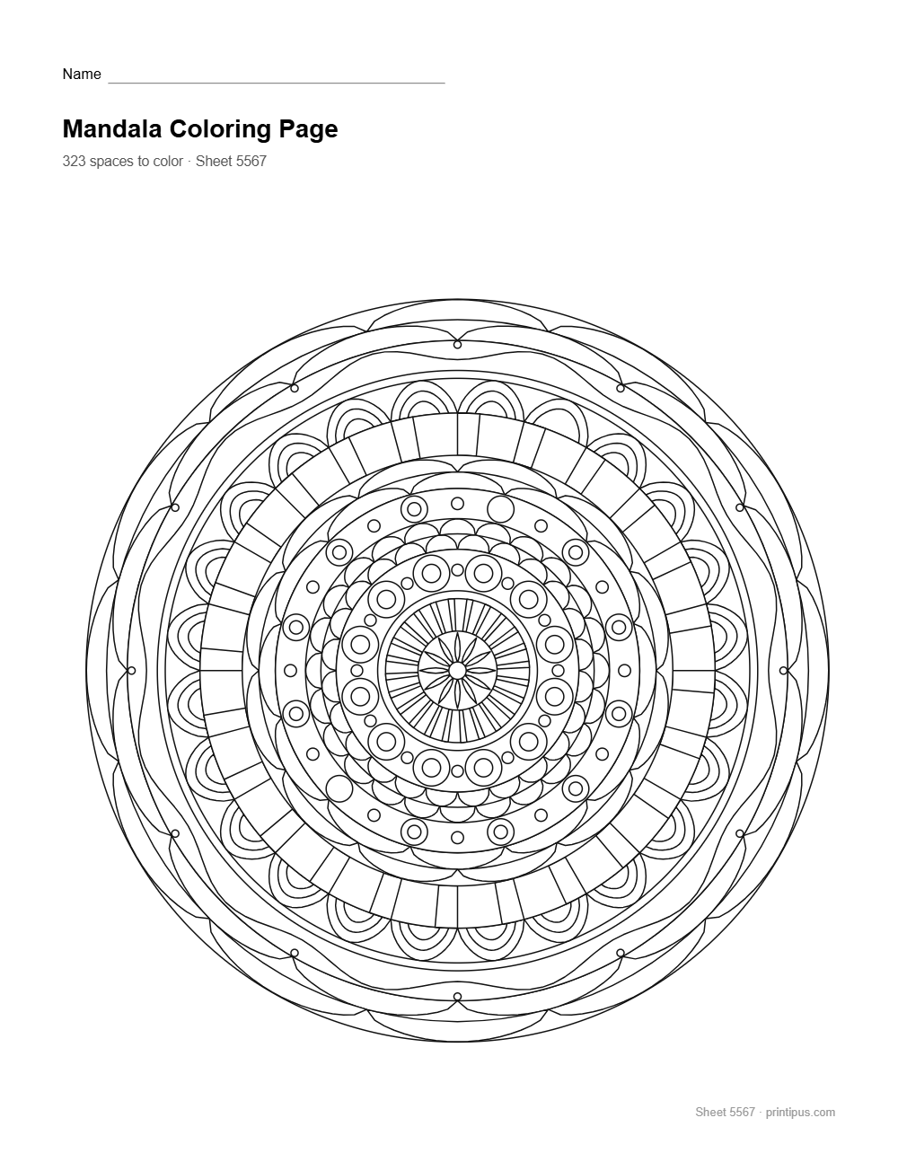 Zentangle Mandala Coloring Sheet #012 – Scale & Wave