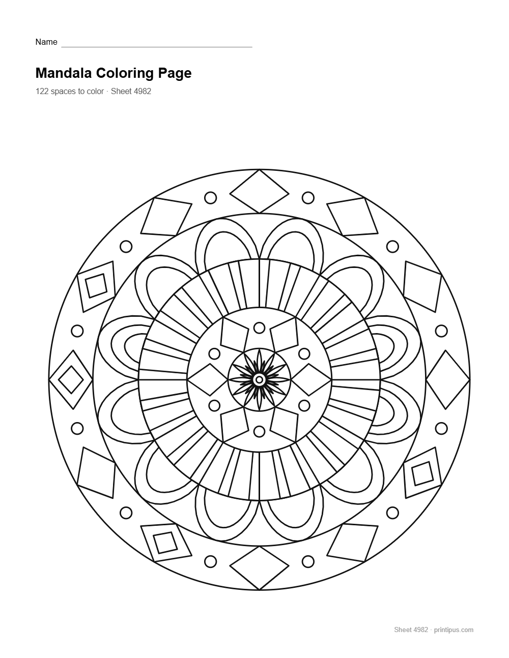 Zentangle Mandala Coloring Sheet #019 – Diamond & Lace