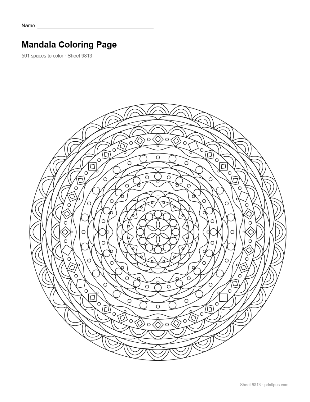 Zentangle Mandala Coloring Sheet #027 – Lace & Scale