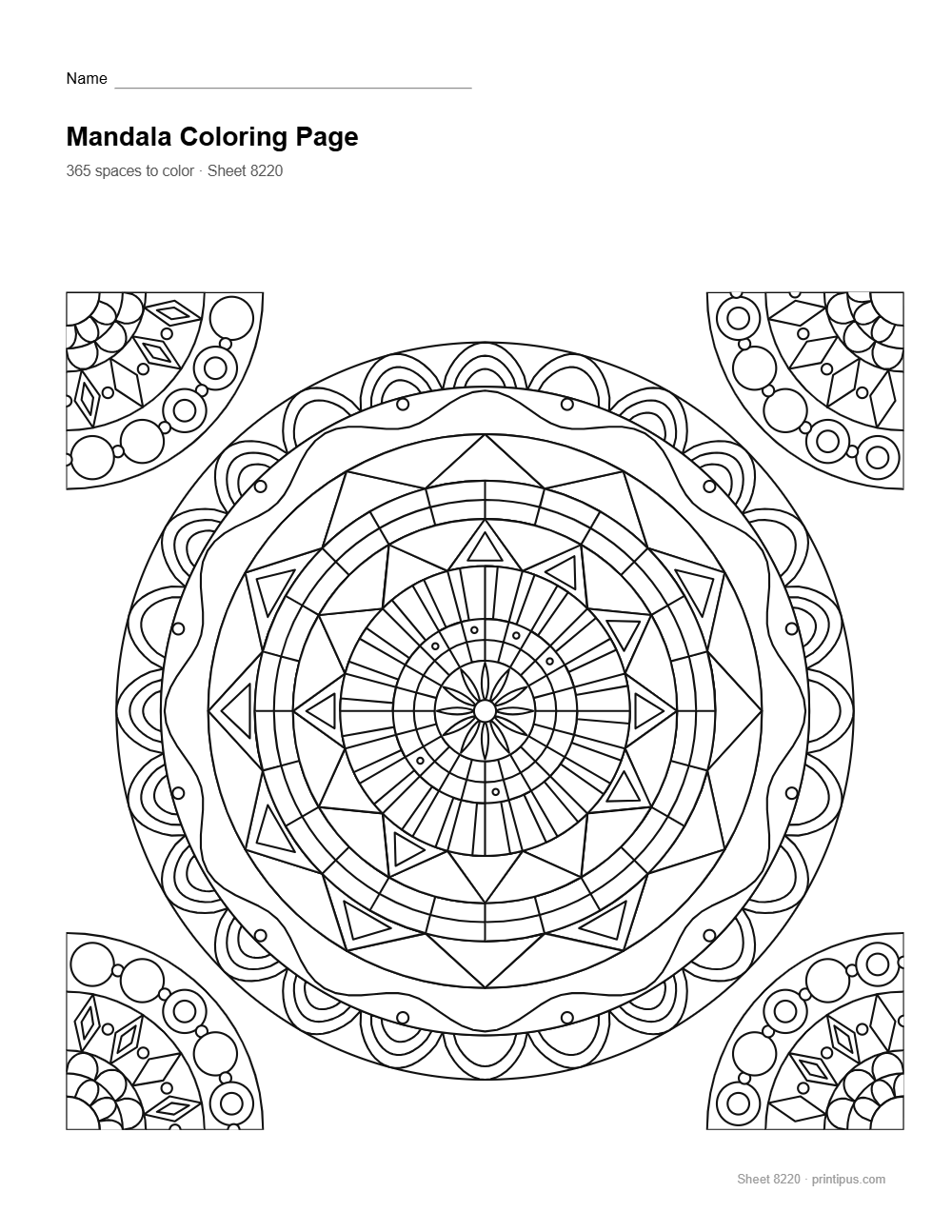 Zentangle Mandala Coloring Sheet #008 – Lace & Wave